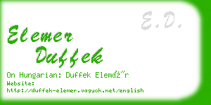 elemer duffek business card